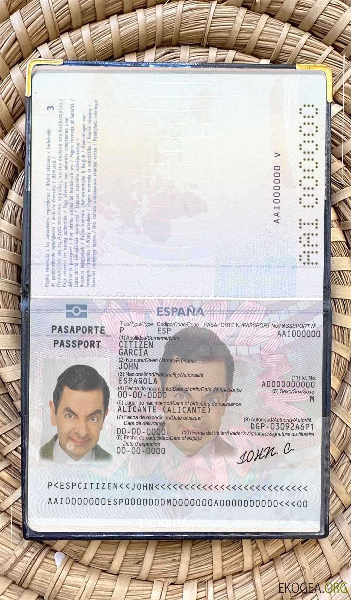 Espagne jusqu'en 2015, look photo d'identité